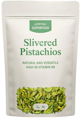 Everyday Superfood Slivered Pistachios 190g, Unsalted Sliced Pistachio Kernels Ideal for Baking, Dessert Decoration