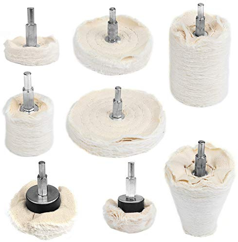 WiMas 8PCS coton disque de polissage, tampon de polissage roue, blanche roue à polir pour outil de polisseur de broyeur