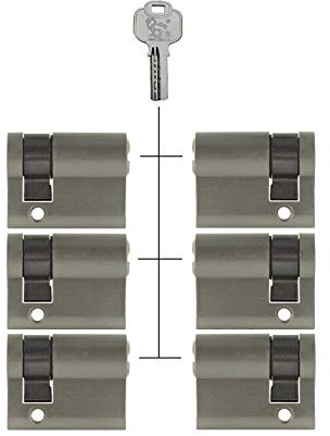 6 x halvcylinder justerbara 40 mm 30/10 likadana lås inkl. 30 nycklar