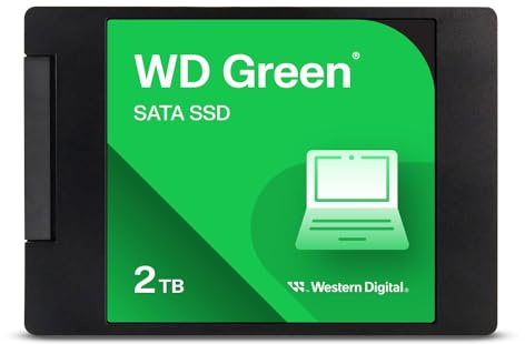 WD Green SATA SSD interne SSD 2 TB (2,5 Zoll Modul für den Einsatz in Laptops und Desktop PCs, SLC-Caching-Technologie, Stoßfest, WD F.I.T. Lab-zertifiziert) grün