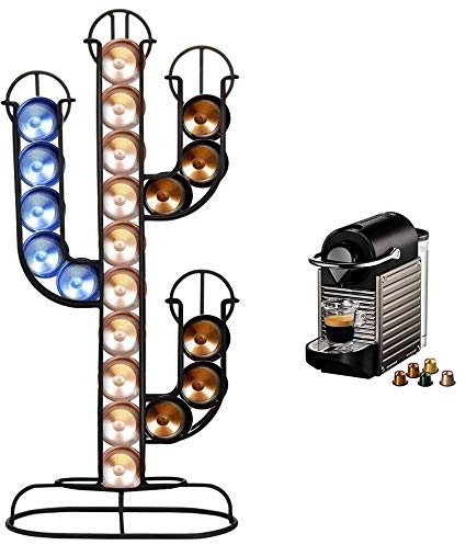 Bakaji Porte-capsule à café en forme de Cactus distributeur support en métal 40 places, couleur noire, taille 42 x 10 x 19,5 cm, design moderne