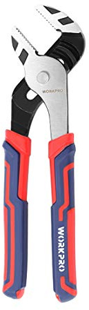 WORKPRO 10-Inch Groove Joint Pliers, 7-Position Adjustable Pump Pliers, 2 Jaw Capacity, CR-V Steel, Anti-Rust Electrophoretic Coating, Bi-Material Non-Slip Handle for Plumbing, Home Repair
