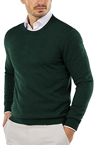 COOFANDY Men's Crew Neck Sweater Slim Fit Lightweight Sweatshirts Knitted Pullover for Casual Or Dressy Wear Dark Green