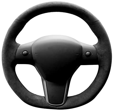 Alfanxi Bilrattsöverdrag för att sy på för hand, för Tesla Model 3 och Y, alcantara-material, Italien (svart alcantara + utan ränder)