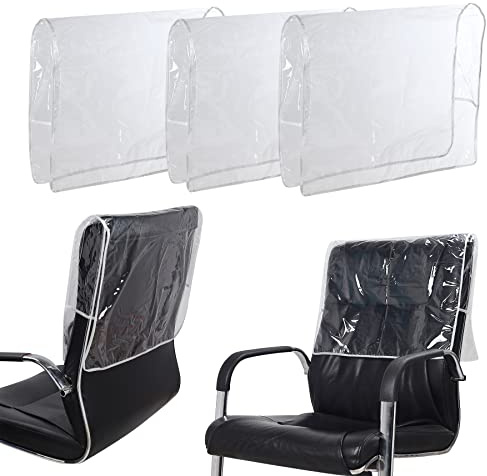 Plastic Salon Chair Back Covers Protectors - Pack of 3, Clear Vinyl Cover for Most Standard Salon Chairs. Protect Chairs from Stains, Chemicals, Mousse, Color, Peroxide & Bleach