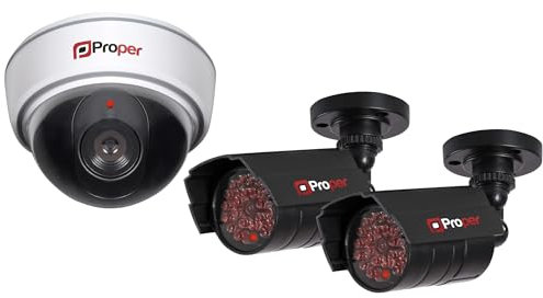 Maplin Proper Dummy CCTV Camera Outdoor Kit, Fake Security Cameras – 3 Pack