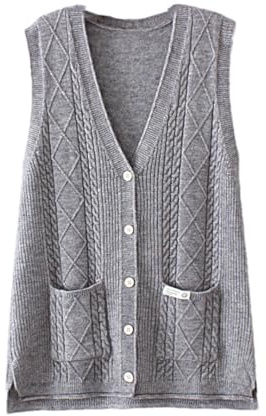 Jersey Sin Mangas para Mujer, Talla Grande, Chaleco De Punto Trenzado, Cárdigan con Bolsillo Y Cuello En V