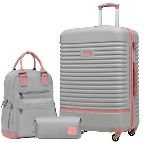 COOLIFE Koffer Set 3tlg, Reisekoffer Set mit Reiserucksack & Kulturbeutel