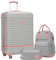 COOLIFE Koffer Trolley Koffer Reisekoffer von ABS Hartschalen Trolley 4 Rollen TSA-Schloss Der Koffer Enthält 1 Reiserucksack und 1 Kulturbeutel (Grau/Rosa, Großer Koffer-Set 3tlg)