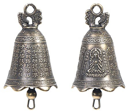 Fulenyi Kleine Glocke Vintage Bronze (2 Stück) – Glöckchen 23 x 37 mm – Glocke aus Bronze für Schlüsselanhänger, Glöckchen, Basteln, Dekorationen, Weihnachten, Hochzeit, Schmuck, Windspiel und Hund