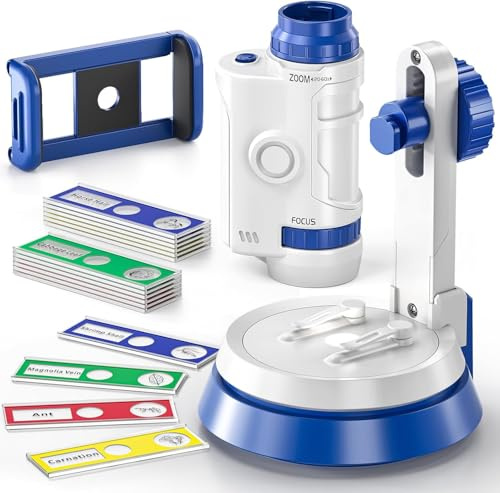Pocket Microscope Toy for Kids,LED Lighted Handheld Mini Microscope,Education and Exploring,Interactive Learning,STEM & Science Toy Kit,Kids Gift Boys & Girls