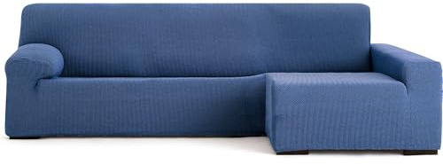 ECOMMERC3 | Copridivano Chaiselongue Braccio Lungo Destra Super Elastico Bielastico - Copridivano Chaiselong Colore Blu con Schiume di Tenuta e Gomme di Valida Regolazione Destra o Sinistra