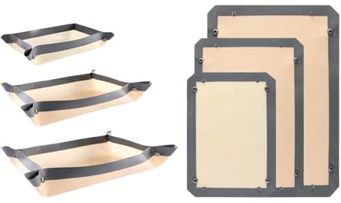 Set di 3 Tappetini da Forno in Silicone Riutilizzabili – Taglie XL, M, S – Antiaderenti, con Bordi Ripiegabili e Bottoni – Per Forno, Airfryer e Barbecue – Niente Perdite