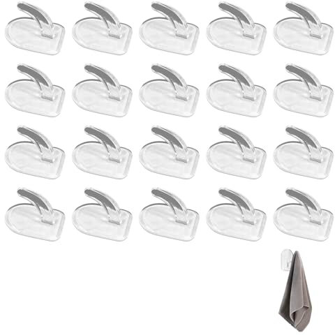 30 Pcs Small Sticky Hooks for Hanging,No Damage Wall Hooks Stick On,Plastic Self Adhesive Hook Heavy Duty,Clear Mini Hook,Removable Damage Free,Transparent Strong,For Kitchen Bathroom Door Window