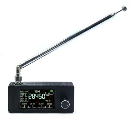 SI4732 Taschenradio 0.5-108MHz, Mini-Empfänger, 1,9 IPS Farbdisplay, AM FM LSB USB, 800MAh Akku(Black-Pull Rod)