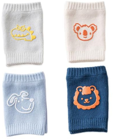 Healeved 1set Crawling Protector Knee Pads Cute Cartoon Animal Design Comfortable Walking Pads for Boys for Safe Crawling Warmth 4pairs