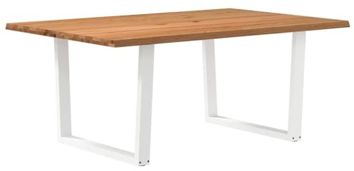 Teenpull Tavolo da pranzo con bordo dell'albero, 180 x 120 x 74 cm, legno massello di quercia, bordi naturali per sala da pranzo, tavolo da cucina, moderno, durevole, robusto, per famiglia, amici