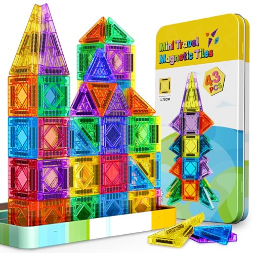 43 Piezas Juguetes Niños Niña 3 4 5 6 Años, Bloques Magneticos Construccion Niños Regalos Niño 3-6 Años Juegos de Viaje Regalos de Cumpleaños para Niños
