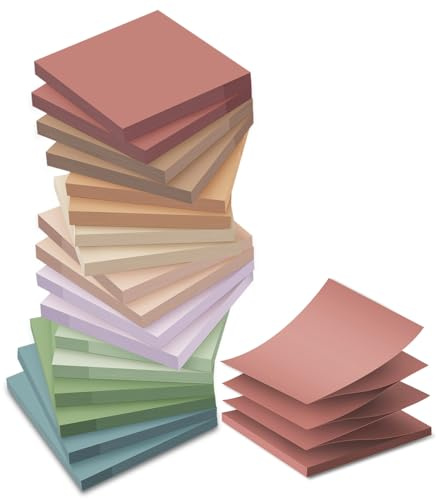(18 Pack) Pop Up Sticky Notes Refill,3x3 in Popup Notepads,Accordion Stickies Super Sticking Power,Office School Memo Note Pads Vintage Colors,Post on Windows Doors,Recyclable,Easy to Write on