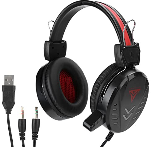 Bewinner Auriculares Livianos con Micrófono, Conectado sobre Auriculares para la Oreja, para el Video del Juego de Computadora Portátil