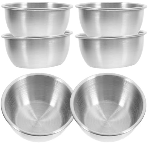 DEARMAMY 6 pièces Lot de Coupelles Sauce Inox Bols Assaisonnement Réutilisables Plats Miniatures pour Dips et Vinaigrettes Service Pratique Maison et Restaurant