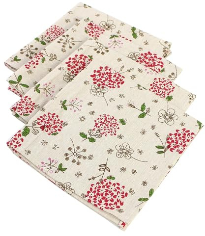 6 st 40 x 40 cm blommiga tryckta tygservetter japansk stil middag bröllopshandduk restaurang bar bordsmatta handduk för evenemang och hemmabruk (4 st 40 x 40 A)