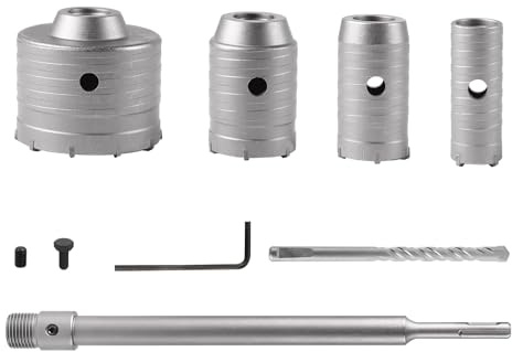EXLECO Juego de 9 Brocas para Hormigón, Sierras Perforadoras de 30/40/50/68 mm, Concrete Ring Saw con Brocas SDS Plus Hormigon de 300 mm y Broca Corona de Centrado