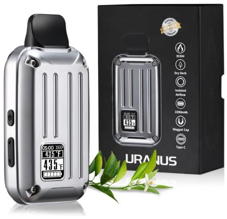 Dry Herb Vaporizer with 2200mah Huge Battery with Isolated Air Path Dry Herb Vaporisers 3S Quick Heat Patented Cooling System Honeycomb Briquet 3D Suitcase Shape(No Nicotine) Sliver