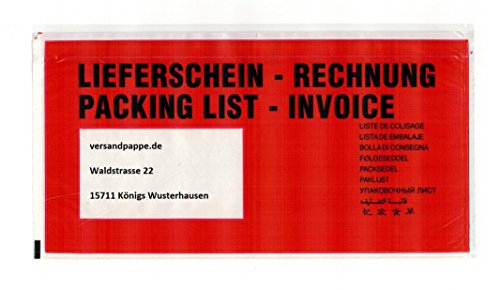 250 St. Dokumententasche DIN lang 240x125 mm selbstklebende DL Lieferscheintaschen Rechnungstaschen FSC - zertifiziert
