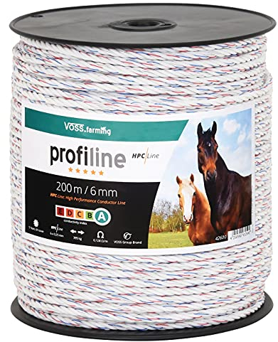 VOSS.farming 600m Kunststoffseil 6mm mit Seilverbindern Weidezaunseil Weidezaun Litze Kordel für Pferdezaun Pferdekoppel