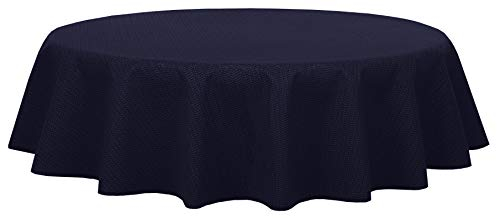 Brandsseller Gartentischdecke Ø 140 cm Tischdecke mit Paspel Outdoor Tischtuch rund Weichschaum für Garten, Terrasse, Balkon wetterfest rutschfest - Blau