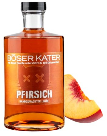BÖSER KATER Saftiger Pfirsich Likör | Fruchtige Noten von Weinbergpfirsich | Perfekt als Spritz Aperitif, für den puren Genuss oder spannende Cocktails | Perfekte Geschenkidee 0,5l 20% Vol.