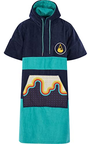 WAVE HAWAII Poncho Bluebow Badeponcho 100% Baumwolle für Körpergrößen von 175-205 cm Umkleidehilfe für Schwimmen Strand Surfen Badetuch mit Kapuze Duschponcho für Damen Herren Erwachsene