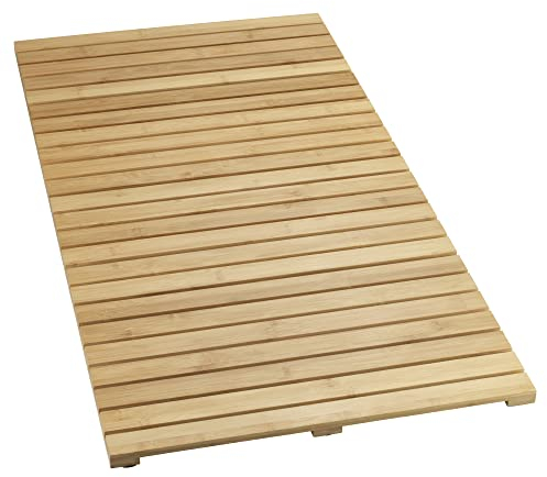 Basera Bambusmatte Natur für Badezimmer mit Anti-Rutsch-Pads (100 x 50 cm)