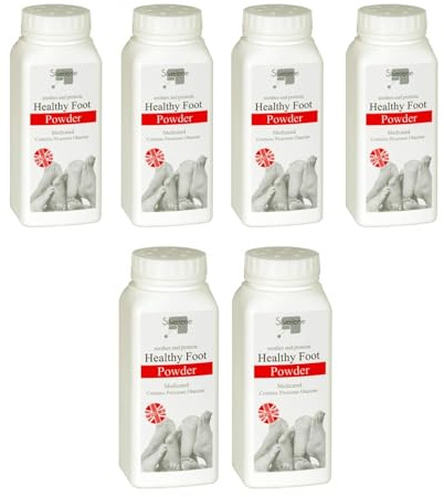 SDMAX Athletes Healthy Foot Powder Medicated Treats And Prevents Anti-FUNGAL 75g, Prone To Excessive Sweating And Odour, Daily Foot Care Regime, Talcum Powder, Controls Sweat (6pcs)