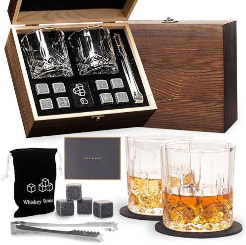 Set regalo di bicchieri da whisky, regalo di compleanno per uomini, 30°, 40°, 50°, 60°, set di bicchieri da whisky per regali del Ringraziamento, San Valentino, anniversario, Natale, per uomini, papà