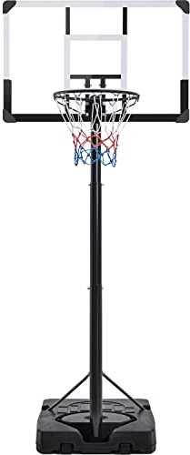 Yaheetech Basketball Hoop Net Set 10ft Height Adjustable Basketball Backboard Stand System 2.28M-3.03M with 2 Wheels & 44 Inch Backboard for Teens, Youth & Adults