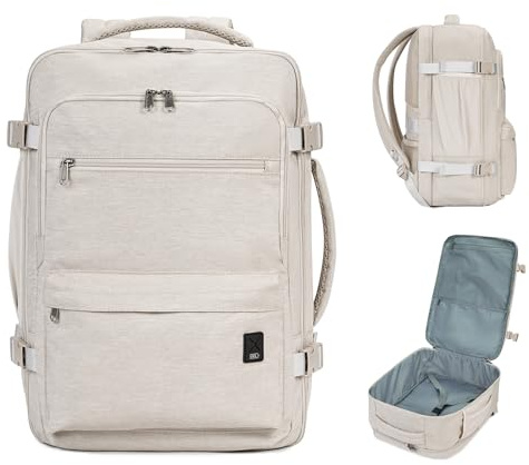 WANDF Handbagage ryggsäck 45 x 36 x 20 cm för Easyjet Airlines, undersits-resehandbagage ryggsäck med våtfack, 17-tums laptopryggsäck för män och kvinnor, Beige 32l, 32L für Easyjet