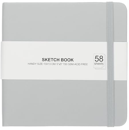 PATIKIL 5 X 5 Taccuino Da Disegno Tascabile In Pelle Rigida, 58 Fogli 150GSM/102lb Quaderno Bianco Diario Di Viaggio Blocco Per Schizzi Per Scrivere Disegnare Dipingere Lavoro.