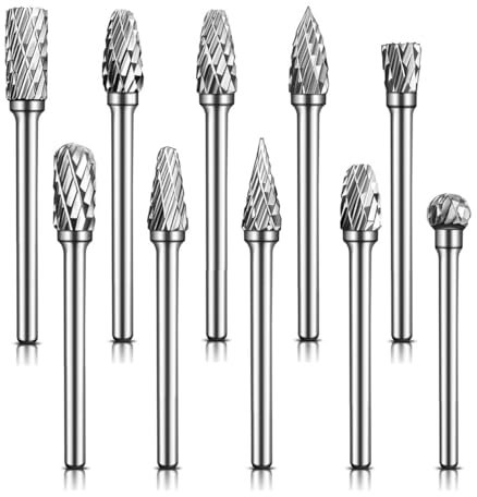 Hartmetall Frässtifte, 10 Stück Doppelschnitt Metallfräser Dremel Schleifaufsätze für Schleifen, Schnitzen, Metallpolieren, Gravieren, Bohren