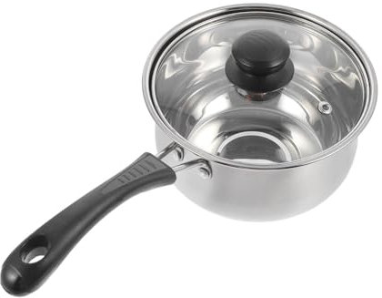 CIYODO Cazo De Leche De Acero Inoxidable Para Cocinar Casa Con Mango y Tapa Para Calentar Leche o Cocinar Alimentos