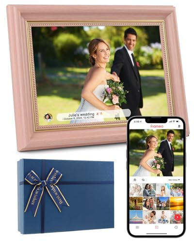 Frameo Digital Frame 10.1 Inch WiFi Digital Photo Frame with 32GB Storage, 1280x800 HD IPS Touch Screen Picture Frames with Frameo APP, Long Distance Realationship Gifts, Elderly Tech-Coral Pink
