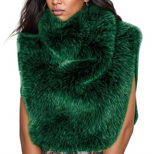 LKOUS Women's Furry Vest Top Sleeveless Pull-On High Collar Shaggy Warm Faux Fur Cropped Jacket Winter Clothes