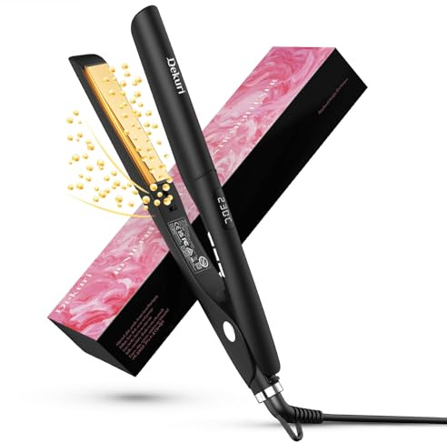 Dekuri 2 in 1 Glätteisen Locken und Glätten, Glatte Titanplatte Haarglätter, 30s Schnellaufheizung, 120-230℃ LED Display, Ionische Haarglätter für Frauen - Schwarz