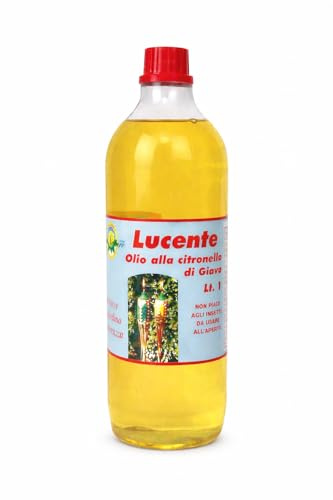 Olio Lucente alla Citronella 1 Litro per Torce e Lampade da Giardino – Combustibile per Esterni a Combustione Luminosa e Pulita, Ideale per Torce da Giardino,Fiaccole,Serate Estive all’Aperto Terrazzi