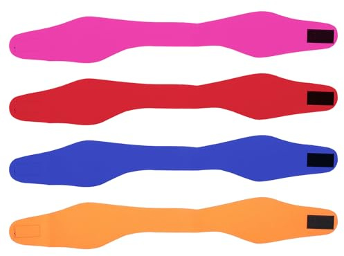 Homoyoyo 4pcs Waterproof Breathable Swim Headbands with Ear Cover for Women, Adjustable Swimming Bands for Shower, Bathing, and Water Sports, Multi-Color Large Size