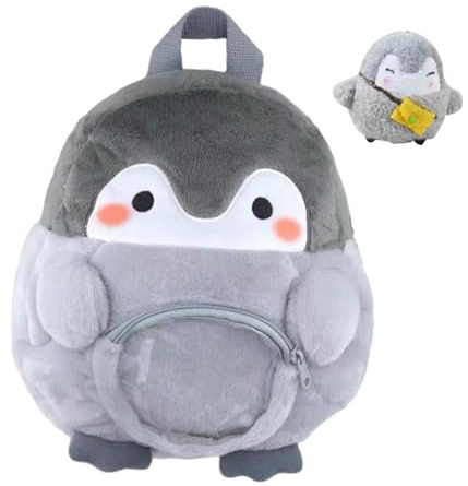 LDDIFHWW Pinguin Puppen Rucksack, Plüschtasche, Schultertasche, Y2K, Niedliche, Leichte Cartoon Puppentasche, Spielzeugtasche für Männer, Frauen, Erwachsene, K, mit Anhänger