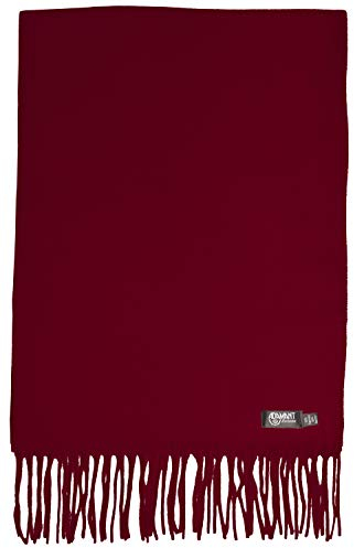 ADAMANT 100% Reines Kaschmir, Herren/Damen-Unisex- Schal - superweich - 180cm lang - STANDARDMAß - EINFARBIG oder KARIERT -feines Flaumhaar - Dunkelrot