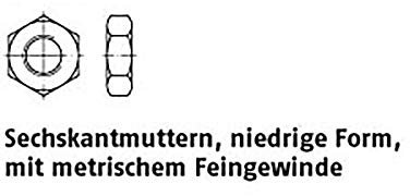 Sechskantmuttern DIN 936 14 H M 35 x 1,5 VE=S 1 Stück