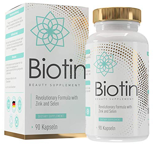 Biotin Hochdosiert - 10.000 mcg D-Biotin mit Zink & Selen - Vitamin B7 für Haare, Haut und Nägel - MVN®